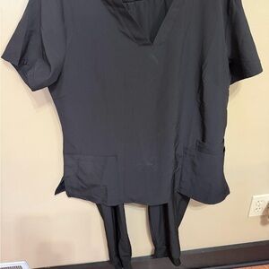 RBX Black V-Neck Top and pants scrub set